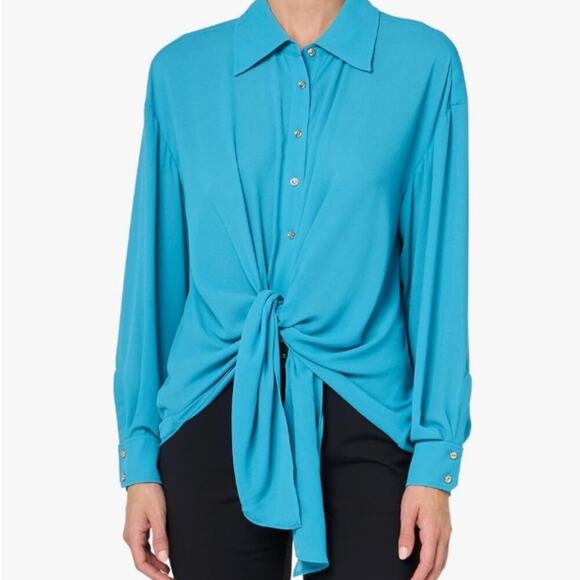 Ramy Brook Women's Raven Tie Front Blouse Calypso Blue - Picture 1 of 3